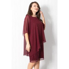 Fahima Incili Şifon Abiye Bordo Fhm908