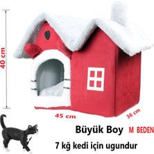 Tineke  Kedi Evi Yumuşak Kedi Yatağı Derin Uyku ve Kış Evi Çıkarılabilir Minder -Villa (Gri) 1 Adet