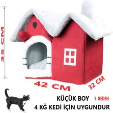 Tineke  Kedi Evi Yumuşak Kedi Yatağı Derin Uyku ve Kış Evi Çıkarılabilir Minder -Villa (Gri) 1 Adet