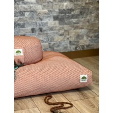 Yoga Meditasyon Turuncu Set, Desenli, Zafu Karabuğday Kabuğu, Zabuton Organik Pamuk Dolgulu