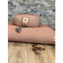 Yoga Meditasyon Turuncu Set, Desenli, Zafu Karabuğday Kabuğu, Zabuton Organik Pamuk Dolgulu
