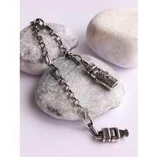 925 Ayar Gümüş Oval Kral Zincir Figaro Halkalı Trend Erkek Bileklik Yılbaşı Yeni Yıl Hediye