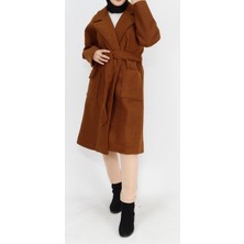 Coolest Butik 8101 Kruvaze Yaka Cep Detaylı Kuzu Tüylü Kaban