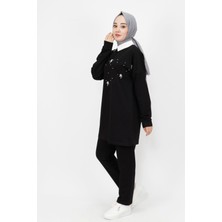 Coolest Butik 71119 Gömlek Yaka Inci ve Taş Detaylı 2 Ip Kumaş Takım