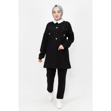 Coolest Butik 71119 Gömlek Yaka Inci ve Taş Detaylı 2 Ip Kumaş Takım