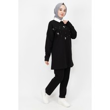 Coolest Butik 71119 Gömlek Yaka Inci ve Taş Detaylı 2 Ip Kumaş Takım