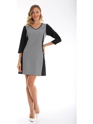 Etselements V Yaka Truvakar Kollu Kazayağı Mini Elbise Ets1594