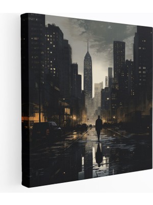 Painted Anarchy Alacakaranlık Şehir Siluetleri Kanvas Tablo - Gri, Alacakaranlık, Şehir Işıkları, Kanvas Tablo, 30X30