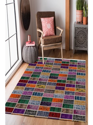 Homier Collection Homier Cotton Kalitesi Yıkanabilir Kaymaz Taban Kilim ve Yolluk H-PW-8007A