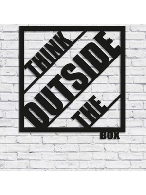 CajuArt Think Outside The Box Yazılı Modern Ahşap Tablo Duvar Süs