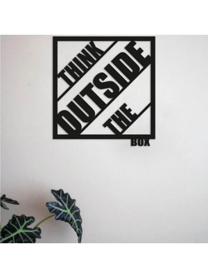 CajuArt Think Outside The Box Yazılı Modern Ahşap Tablo Duvar Süs