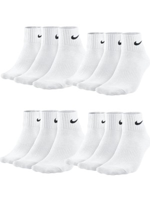 Turan Tech Siyah Kısa Çorap 12'li Set - SX7667-010 U Nk Everyday Cush Ankle (36-46)