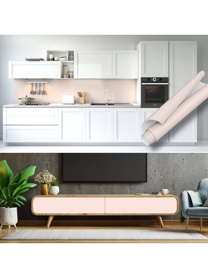 Dekoros Açık Pembe Yapışkanlı Folyo, Bebek Odası, Çocuk Odası, Mutfak, Tezgah, Masa, Dolap Kaplama Folyosu, Isıya Dayanıklı, Su Geçirmez, Yapışkan Folyolar, Sticker, Büyük Ebatlı, Dekoros