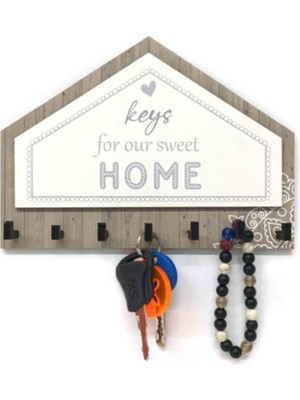 CajuArt Gri Kahverengi Üçgen Keys For Home Askı Anahtarlık Dekor