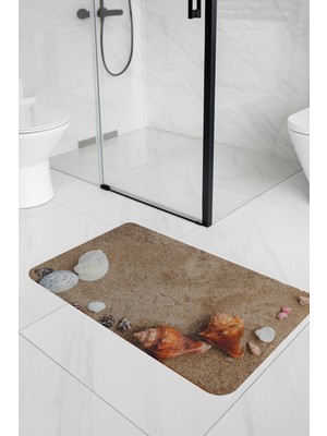 Minufco 3D Desenli Iç Dış Mekan Kullanıma Uygun Kaymaz Su Emici Üç Katmanlı Abdest Banyo Paspası