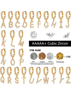 Safety1 Avekı 18K Zarif Altın Kaplama Açacağı Kübik Zirkon Harf Charm Huggie Hoop Küpeler Harfleri Az 26 Harf Charm Küpeler Kişiselleştirilmiş Minik Dangle Minimalist Ilk Takı Sembolik Hediye (Yurt Dışından)