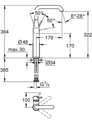 Grohe Essence Tek Kumandalı Lavabo Bataryası 1/2" Xl-Boyut - 24170AL1