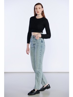 Bpf Açık Mavi Yüksek Bel Mom Jeans