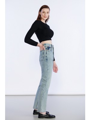 Bpf Açık Mavi Yüksek Bel Mom Jeans