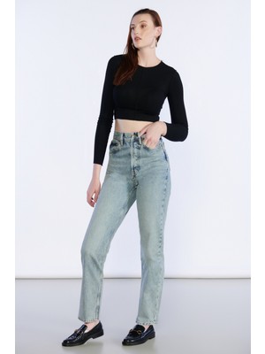 Bpf Açık Mavi Yüksek Bel Mom Jeans