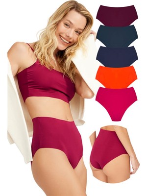 COTTONHILL Yüksek Bel Basic Lazer Kesim Bikini Külot 5'li Paket - 2