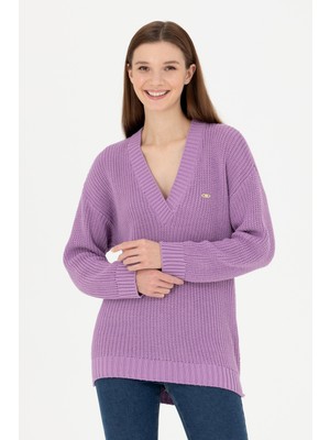 U.S. Polo Assn. Kadın Lila V Yaka Kazak 50277292-VR034