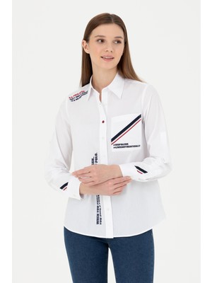 U.S. Polo Assn. Kadın Beyaz Desenli Gömlek 50271852-VR013