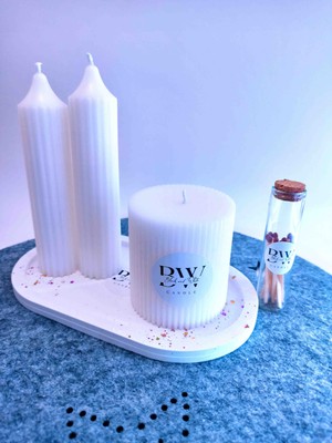 Black And White Candle Bwc Classic Candle Dekoratif Sunum Tepsili Mum Seti (Yeniyıl,Yeniiş,Yeniev, Hediye)