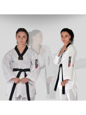 Haşado Fitilli Siyah Yaka Taekwondo Elbisesi Dobok Üst Kuşak