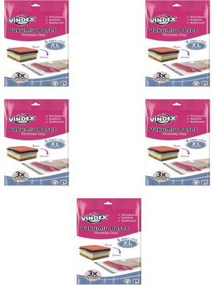 Vindex Vakumlu Giyisi Yastık Yorgan Saklama Torbası Poşeti Hurç - x Large - 55X90 Cm. -2'li 5 Paket
