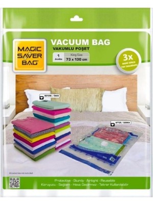Magic Silver Bag Magic Silver Vakumlu Giyisi Yastık Yorgan Saklama Torbası Poşeti Hurç - Jumbo - 73X130 Cm. -1 Paket