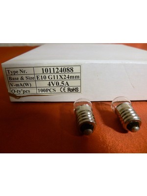 Tram56 4V 500MA 11X23 mm E10 Vidalı Top Ampul. 10 Ad.