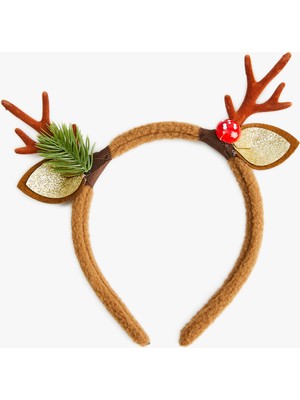 Koton Yılbaşı Tacı Simli Geyik Boynuzu ve Çam Aplikeli