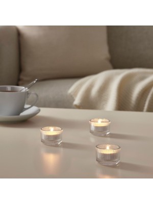 IKEA Fınsmak Tealight Mumluk, Saydam Cam 3 Adet