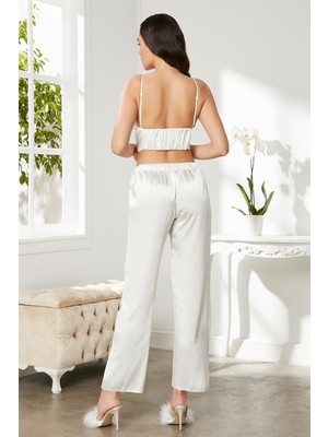 Pierre Cardin Kadın 2075 Saten Kuşaklı 3'lü Pijama Takım