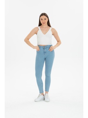 Jeany Jeans Mia Yüksek Bel Dar Paça Jeans Denim Kot Pantolon 30 - Mavi