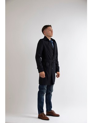 Maserto Slim Fit Erkek Lacivert Trençkot