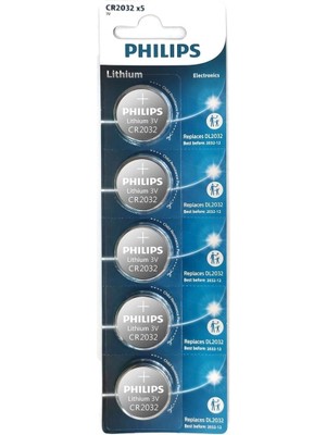 Philips Düğme Pil CR2032 3V Beşli Paket Lityum Pil Tipi ile Uzun Süreli Güç Sağlar