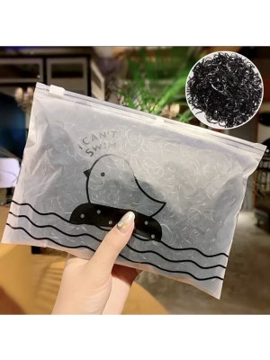 Shopiolog Şeffaf Kilitli Çantalı 50 Adet Kumaş Mini Lastik Toka Saç Örgü Tokası