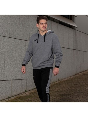 Joma Erkek Futbol Kamp Sweatshirt Confort Hoodie Melange Gray Black 101962.281