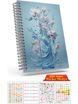 Cabuk Baskı A5 Boyutunda Ajanda Süresiz Haftalık Planlayıcı Defter (250 Adet Sticker Hediyeli)