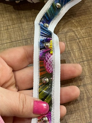 Gönülden Tasarım En 2.5 cm Çelik Taşlı Renkli Şerit Bordür Dikiş Hobi Aksesuarı 1 Metre