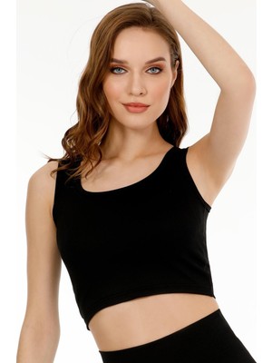 Sensu Kadın Fitilli Kumaş Kalın Askılı Crop Büstiyer - CROP105