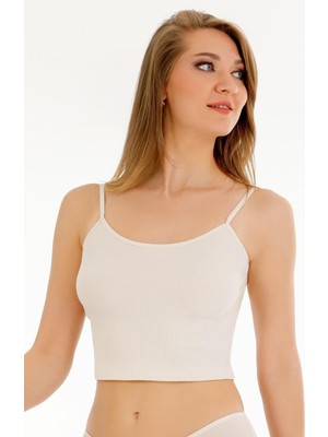 Sensu Kadın Fitilli Kumaş Ip Askılı Crop Büstiyer - CROP120