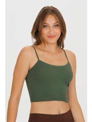 Sensu Kadın Fitilli Kumaş Ip Askılı Crop Büstiyer - CROP120