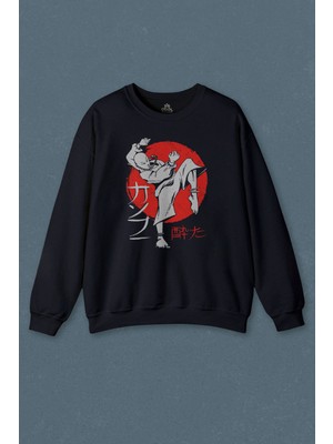So Cool Lacivert Sweatshirt Kung Fu Uzak Doğu Spor Japonca Japanese Baskılı Sweat
