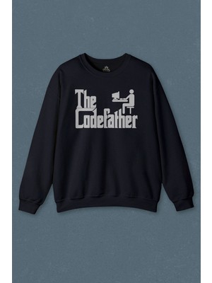 So Cool Lacivert Sweatshirt The Codefather Godfather Bilgisayar Code Korsan Hacker Yazılımcı Baskılı Sweat