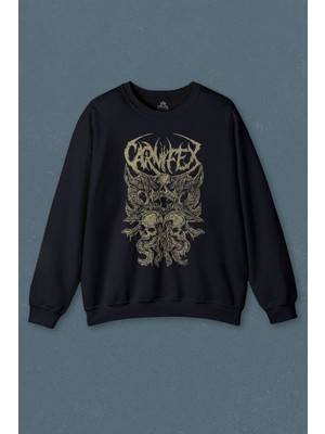 Lacivert Sweatshirt Carnifex Rock Ghotic Black Metal Death Music Müzik Baskılı Unisex Sweat
