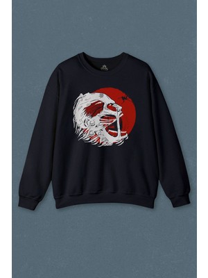 So Cool Lacivert Sweatshirt Attack Of Tittan Anime Japanese Japonca Dizi Baskılı Unisex Sweat