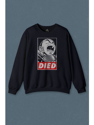 Lacivert Sweatshirt Dragon Ball Krillin Anime Dizi Urban Baskılı Unisex Sweat
